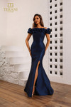 Terani Couture 242E3102 Mikado Off-Shoulder High Slit Dress