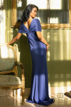 Terani Couture 242M3315 Stretch Satin V-Neck Column Dress