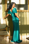 Terani Couture 242M3315 Stretch Satin V-Neck Column Dress