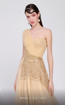 MNM Couture B1110 Tulle Beading One Strap Sleeves Long Gown