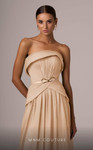 MNM Couture E0082 Chiffon Strapless Pleating A-Line Dress