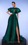 MNM Couture F02809 Organza High Neck Puff Sleeve Long Dress
