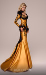 MNM Couture F02853A Satin High Neck Long Sleeve Long Dress