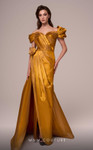 MNM Couture F02884 Taffeta Off the Shoulder Ruched Dress