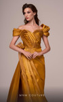 MNM Couture F02884 Taffeta Off the Shoulder Ruched Dress