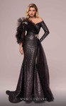 MNM Couture F02892 Sequin Ruffle Off-shoulder V-neck Dress