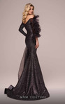 MNM Couture F02892 Sequin Ruffle Off-shoulder V-neck Dress