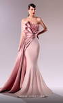 MNM Couture G1611 Crepe Satin Asymmetrical Neck Long Dress