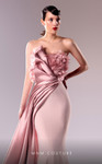 MNM Couture G1611 Crepe Satin Asymmetrical Neck Long Dress