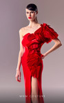 MNM Couture G1612 Crepe Ruffles One Shoulder Fitted Dress