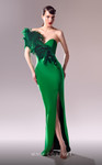 MNM Couture G1616 Crepe Organza One-Shoulder Fitted Dress