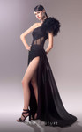 MNM Couture G1618 Crepe Organza One Shoulder Ruched Dress