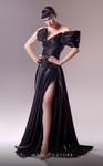 MNM Couture G1619 Satin Off-the-Shoulder One Sleeve Dress