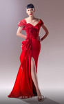 MNM Couture G1624 Crepe Organza Off the Shoulder Long Dress