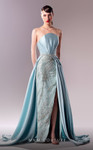 MNM Couture G1627 Lace Satin Strapless Overskirt Long Dress