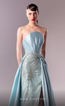 MNM Couture G1627 Lace Satin Strapless Overskirt Long Dress