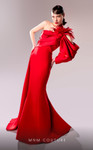 MNM Couture G1629 Crepe One Sleeve Draped Ruched Long Dress