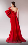MNM Couture G1629 Crepe One Sleeve Draped Ruched Long Dress