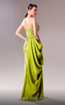 MNM Couture G1630 Satin Beaded Strapless Draped Long Dress