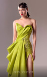 MNM Couture G1630 Satin Beaded Strapless Draped Long Dress