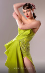 MNM Couture G1630 Satin Beaded Strapless Draped Long Dress