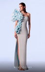 MNM Couture G1706 Crepe One-shoulder Column Slit Long Dress