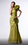 MNM Couture G1712 Taffeta Teardrop One-shoulder Fitted Dress