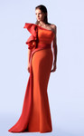 MNM Couture G1718 Crepe Mikado One-Shoulder Ruched Dress