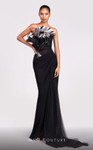 MNM Couture G1800 Crepe Feathers Strapless Sleeveless Dress