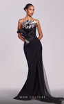 MNM Couture G1800 Crepe Feathers Strapless Sleeveless Dress