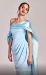 MNM Couture G1804 Crepe Satin Asymmetrical Neck Long Dress