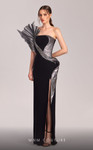 MNM Couture G1805 Metallic Crepe Strapless Pleating Dress