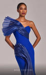 MNM Couture G1808 Crepe One Shoulder Pleating Long Dress