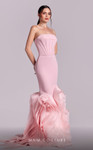 MNM Couture G1825 Crepe Organza Sophisticated Neck Dress