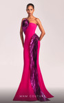 MNM Couture G1838 Crepe Metallic Strapless Pleating Dress