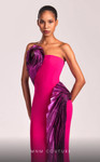 MNM Couture G1838 Crepe Metallic Strapless Pleating Dress