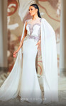MNM Couture K4146 Crepe Embroidered Cape Sleeves Long Dress