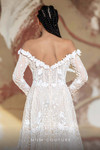 MNM Couture K4168 Lace V-Neck Long Sleeve Overskirt Dress