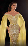 MNM Couture K4249 Mesh Beads Embroidered Cape Sleeves Dress