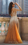 MNM Couture M1127 Beaded Sleeves Halter Neckline Long Dress