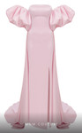 MNM Couture N0598 Satin Straight Neck Off-shoulder Dress