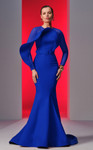 MNM Couture N0613 Crepe Jewel Neckline Long Sleeve Dress