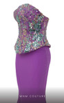 MNM Couture N0616 Crepe Embroidered Strapless Fitted Dress