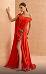 MNM Couture V02029 Asymmetrical One-shoulder Sleeves Dress
