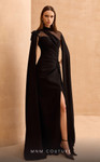 MNM Couture V02037 Crepe Cape Sleeves High Neck Long Dress