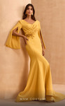 MNM Couture V02044 Crepe Cloak Sleeves V-neck Fitted Dress