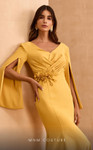 MNM Couture V02044 Crepe Cloak Sleeves V-neck Fitted Dress