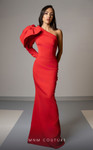 MNM Couture V07245 Rayon Crepe Asymmetric Neckline Dress