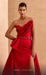 MNM Couture V07353 Satin Strapless Overskirt Fitted Dress