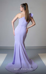 MNM Couture V07402 Crepe Asymmetric Neck Ruched Long Dress